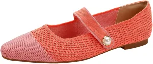 JiuQing Women's Mary Jane Shoes Knit Dress Shoes Pointy Soft Strappy Mesh Office Flats Pumps