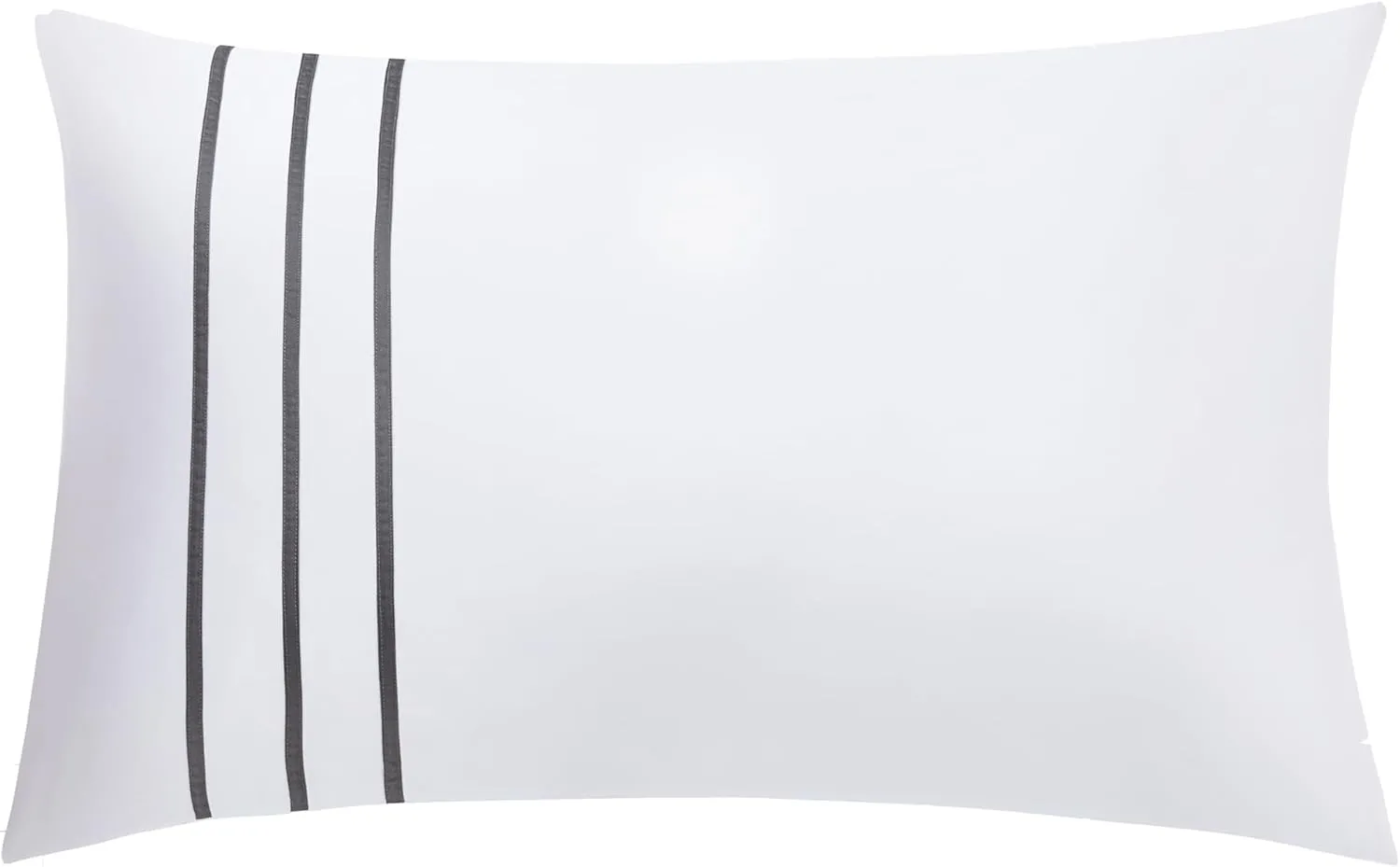 Karen 3 Pieces White Duvet Cover Set Without Filling Grey Stripe Trim 100% Egyptian Cotton 300 Thread Count Soft Sateen Hotel Collection Zipper Closure Corner Ties (White Grey, King)…