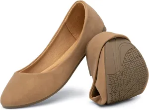 katliu Women Comfort Flats Round Toe Ballet Flats Slip on Walking Flat Shoes