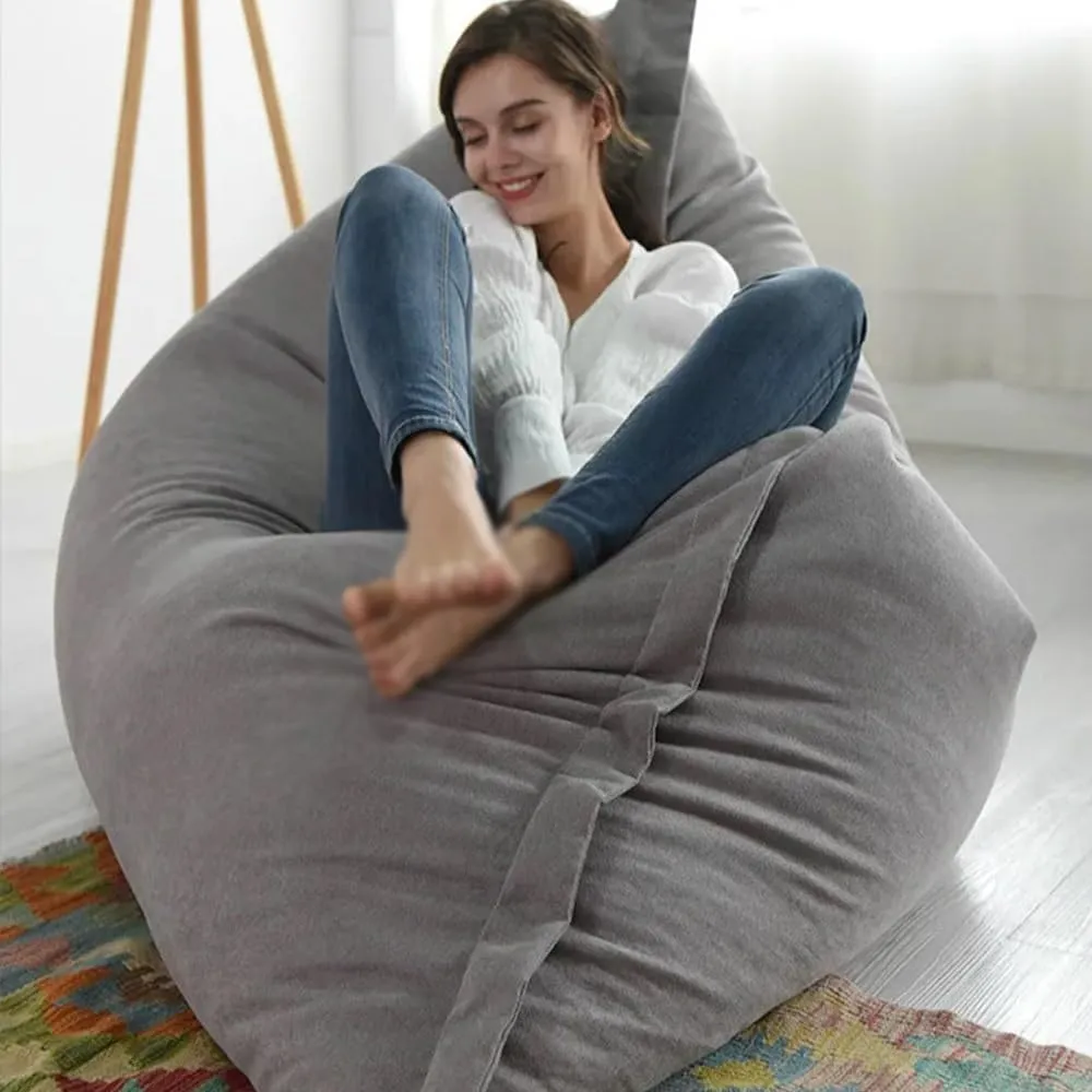 King Square Sofa Bed Cover Bean Bag Chair Pillowsac Pouf Cover Without Filler Thick Soft Waterproof Cotton Bean Bag Sofa Bed Salon Chaise Lounge for Home, Bedroom, Living Room (Color : Dark Grey, Si