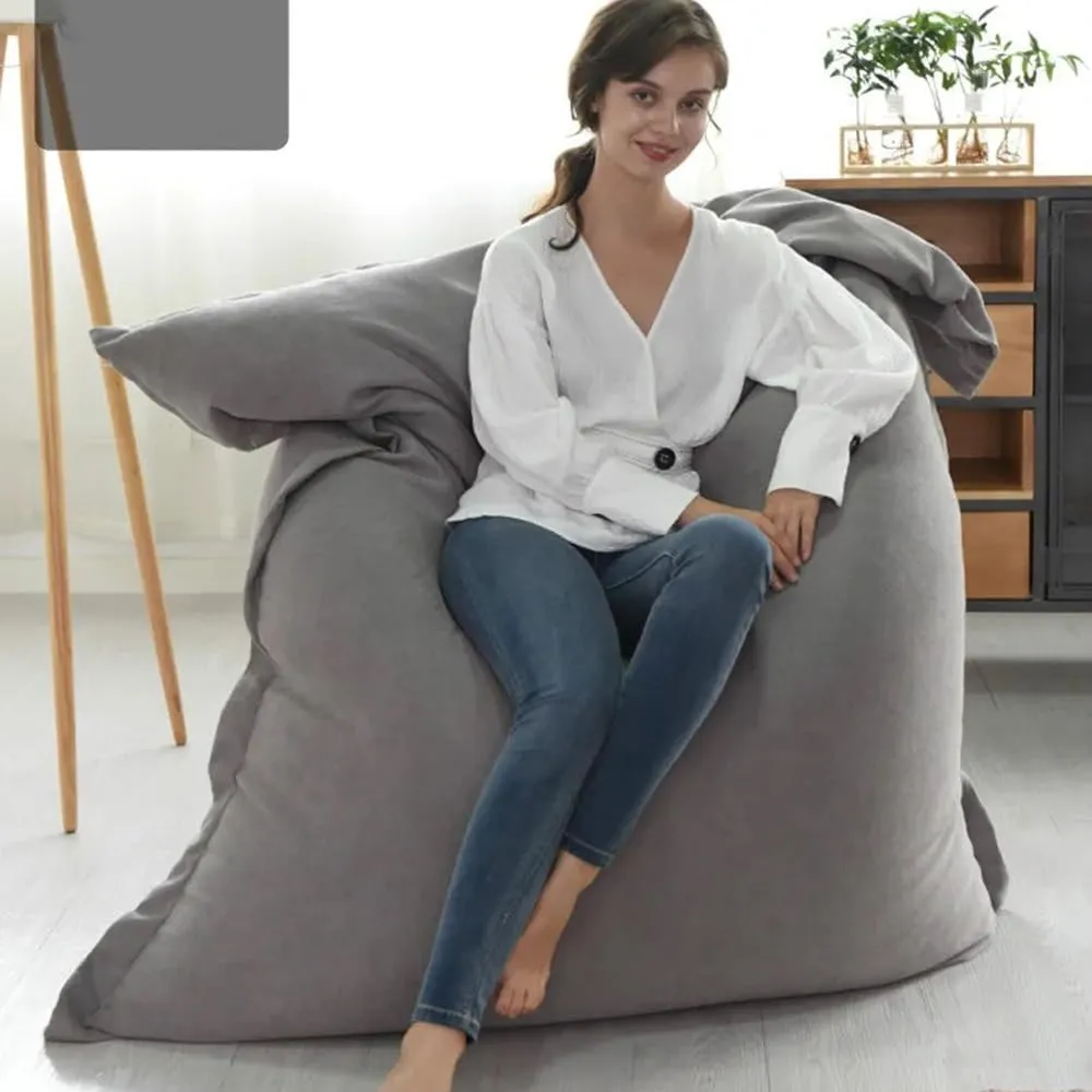 King Square Sofa Bed Cover Bean Bag Chair Pillowsac Pouf Cover Without Filler Thick Soft Waterproof Cotton Bean Bag Sofa Bed Salon Chaise Lounge for Home, Bedroom, Living Room (Color : Dark Grey, Si
