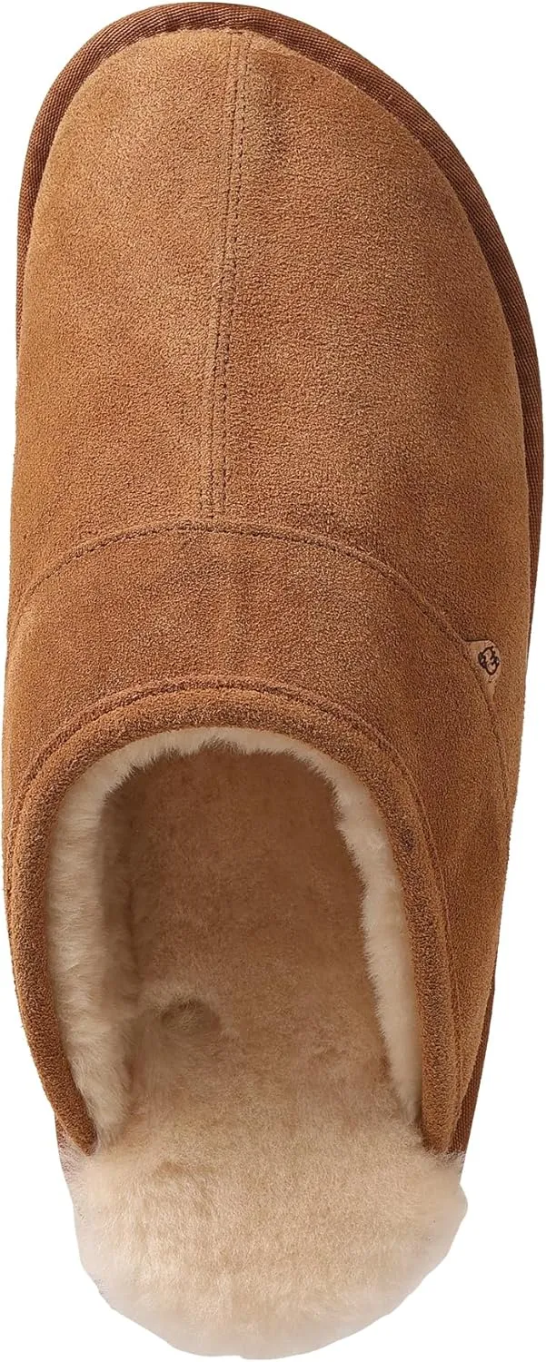 Lamo Men's Edward Men’s Scuff Slippers - Premium Suede Upper, Ortholite Foam Footbed with Australian Sheepskin, Stylish House Shoes for Men- NEW Upgraded Men's Scuff