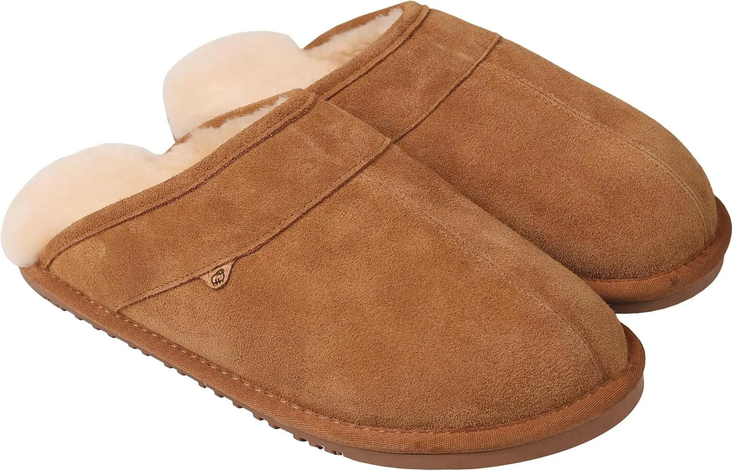 Lamo Men's Edward Men’s Scuff Slippers - Premium Suede Upper, Ortholite Foam Footbed with Australian Sheepskin, Stylish House Shoes for Men- NEW Upgraded Men's Scuff