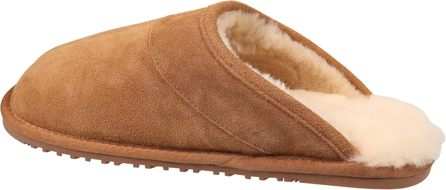 Lamo Men's Edward Men’s Scuff Slippers - Premium Suede Upper, Ortholite Foam Footbed with Australian Sheepskin, Stylish House Shoes for Men- NEW Upgraded Men's Scuff