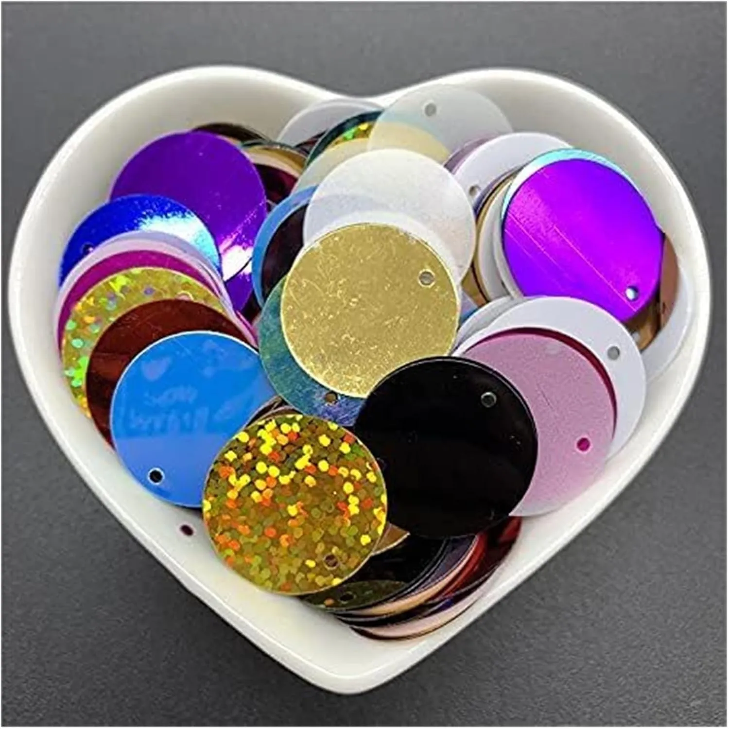 Large Sequins,Loose Sequins,Sequins for Crafts, Bulk Loose Sequins Iridescent Sequins Flat Round Sequins with Side Flat Round Loose Sequin Paillettes Sewing Craft(18)