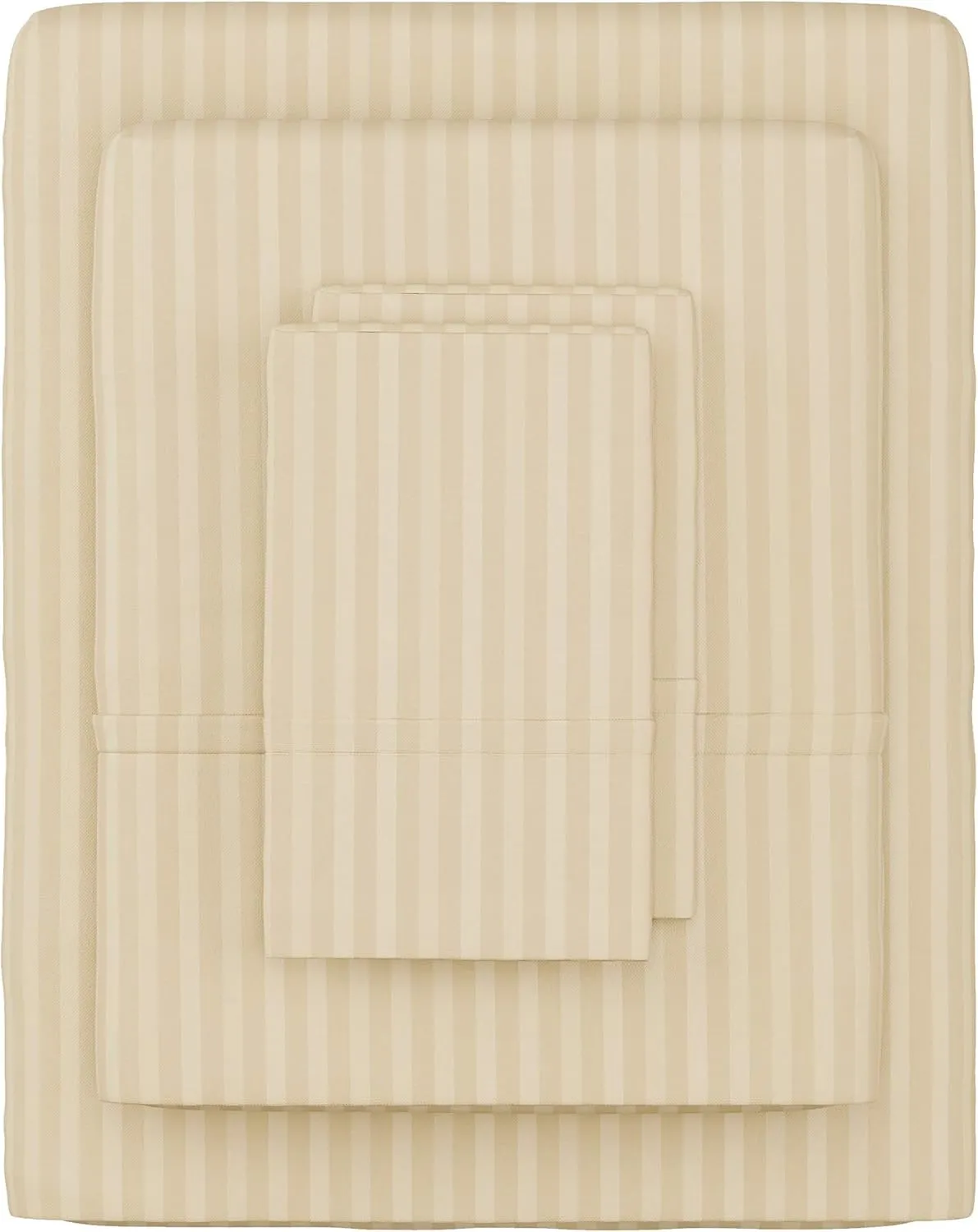Lavish Home Embossed Stripe Brushed Microfiber Sheet Set- 4 Piece- Hypoallergenic Bed Linens with Deep Pocket Fitted Sheet & 2 Pillowcases (Queen, Ivory) (66-SS005)