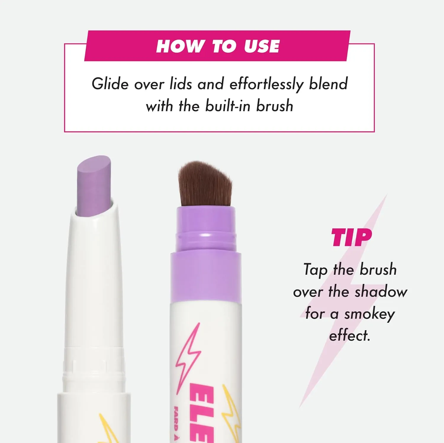Lime Crime Electric Slide Eyeshadow & Brush Stick, Whatever - Lightweight 2-in-1 Eyeshadow Smudge Stick with Angled Brush for Long Lasting & Natural Color or Glow - Vegan & Cruelty-Free