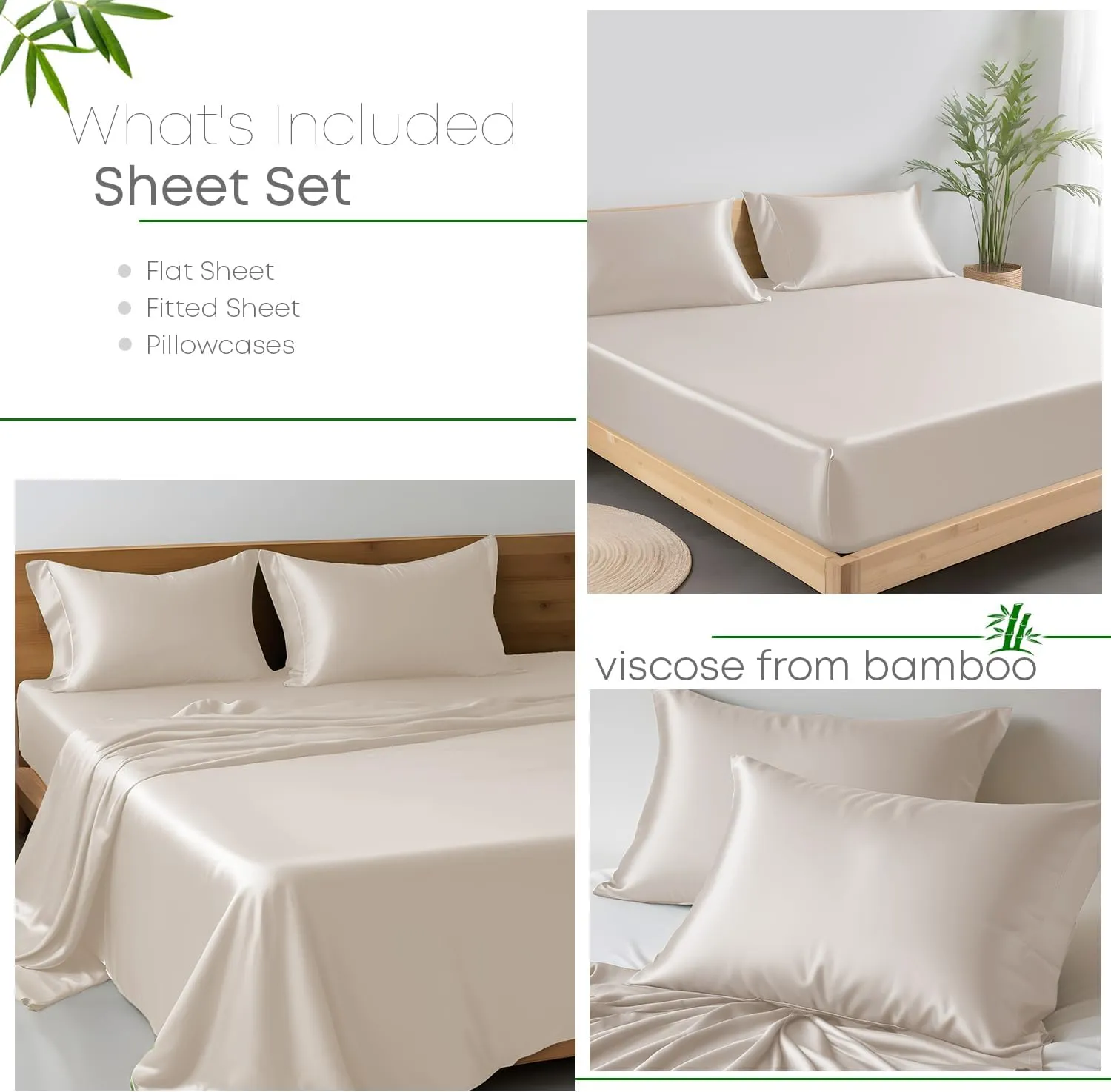Linenwalas Premium 100% Viscose Derived from Bamboo King Size Sheet Set - Ultra Soft, Breathable & Cooling, Ideal for Hot Sleepers, 16" Deep Pocket, Hotel Luxury Bedding (Taupe)