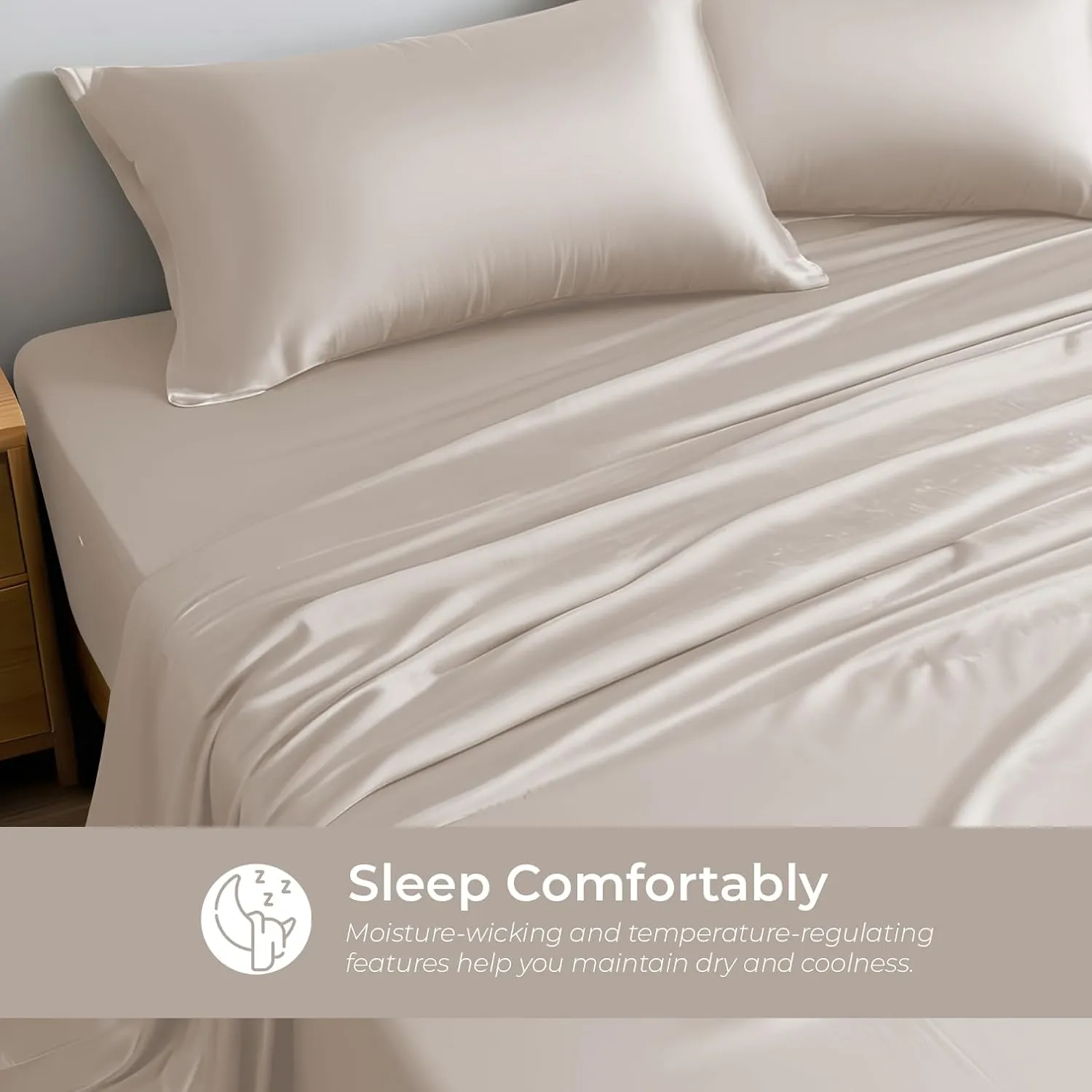 Linenwalas Premium 100% Viscose Derived from Bamboo King Size Sheet Set - Ultra Soft, Breathable & Cooling, Ideal for Hot Sleepers, 16" Deep Pocket, Hotel Luxury Bedding (Taupe)