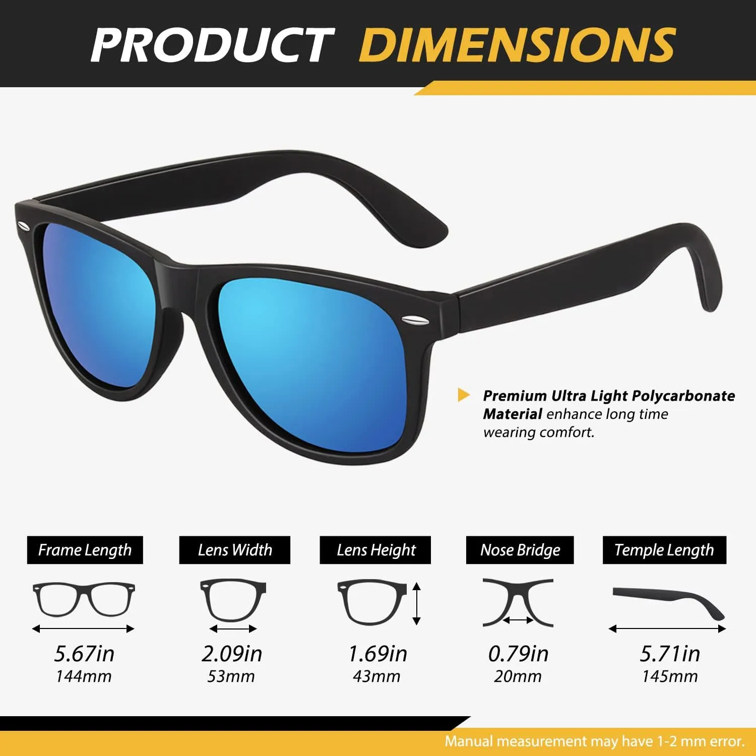 LINVO Polarized Sunglasses for Men Driving Sun glasses Shades 80's Retro Style Design Square