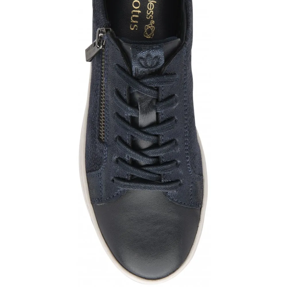 Lotus Ladies Sky Navy Snake Leather Stressless Trainers