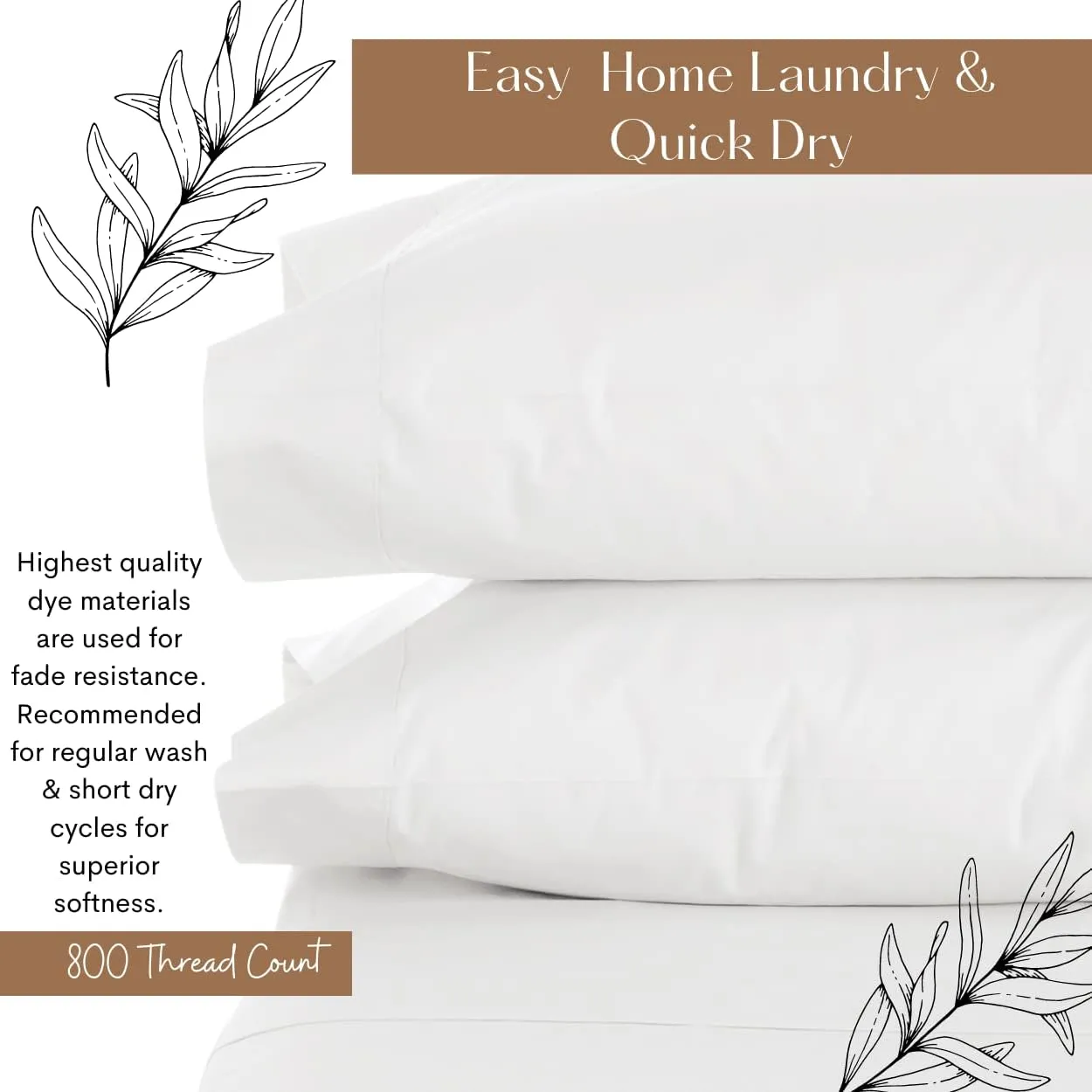 Lukeville Luxury Linen 800 Thread Count Pillowcase Set of 2 100% Cotton Pillowcover 4 Inch Top Hem Long Staple Cotton Pillow Cover,Sateen Finish,Soft,Breathable White Solid Standard Size (20 X 30)