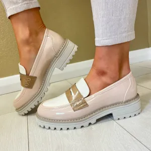 Lunar Nude Patent Combination Lightweight Loafer Shoe ESME FLB112
