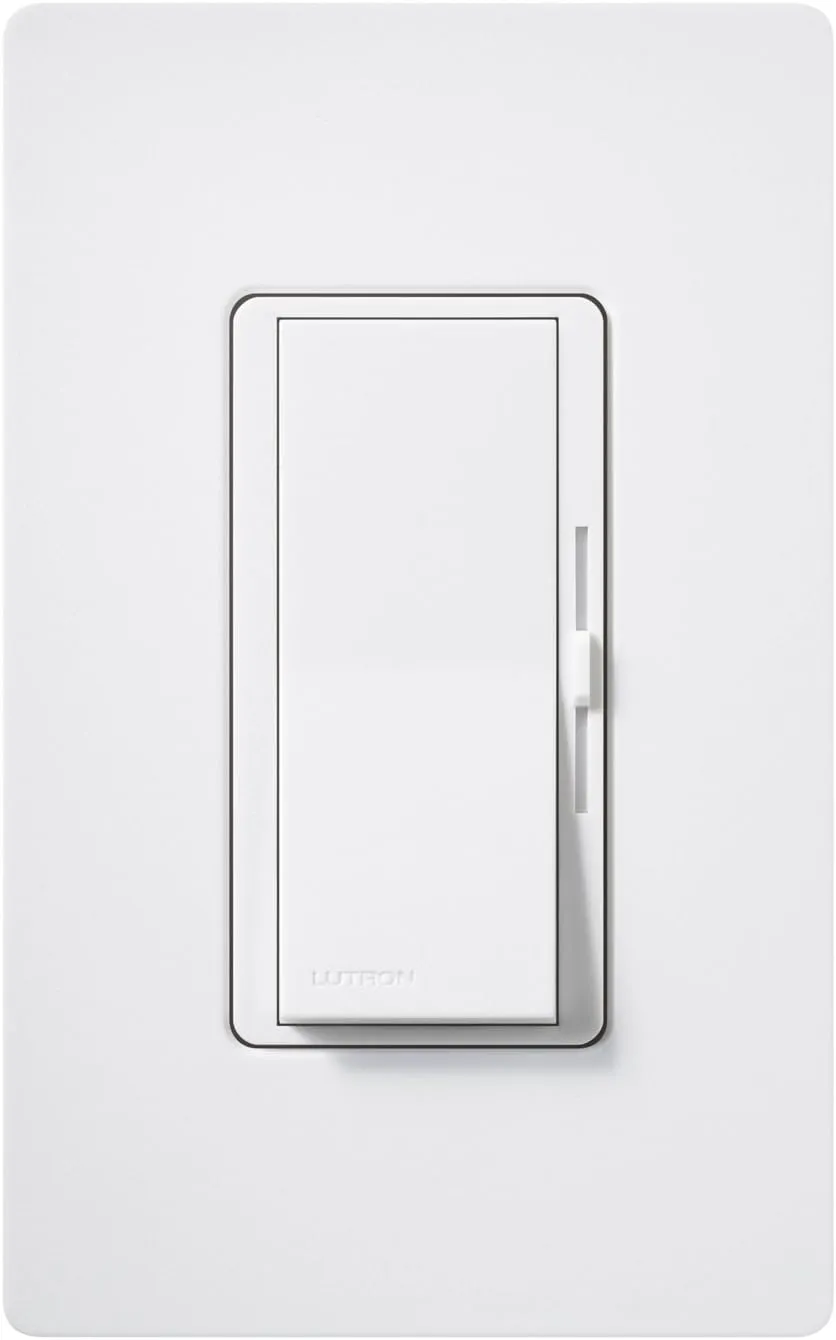 Lutron Diva Dimmer Switch for Incandescent Bulbs, 1000-Watt/Single-Pole Preset, DVSC-10P-SW, Snow