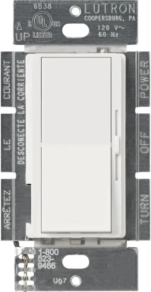 Lutron Diva Dimmer Switch for Incandescent Bulbs, 1000-Watt/Single-Pole Preset, DVSC-10P-SW, Snow