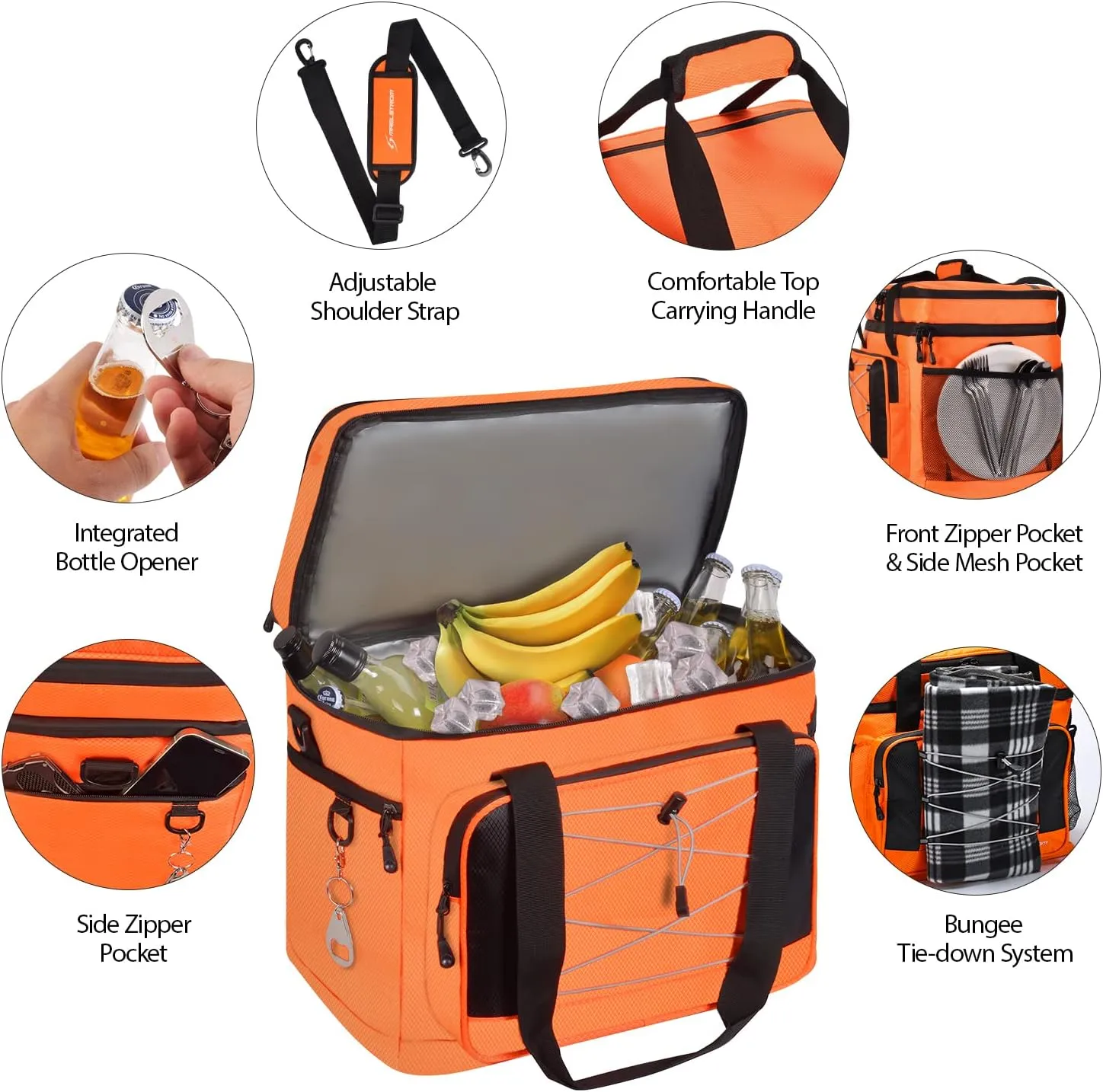 Maelstrom Soft Cooler Bag,Collapsible Soft Sided Cooler,24/30/60/75 Cans Beach Cooler,Ice Chest,Large Leakproof Camping Cooler,Portable Travel Cooler for Grocery Shopping,Camping,Road Trips