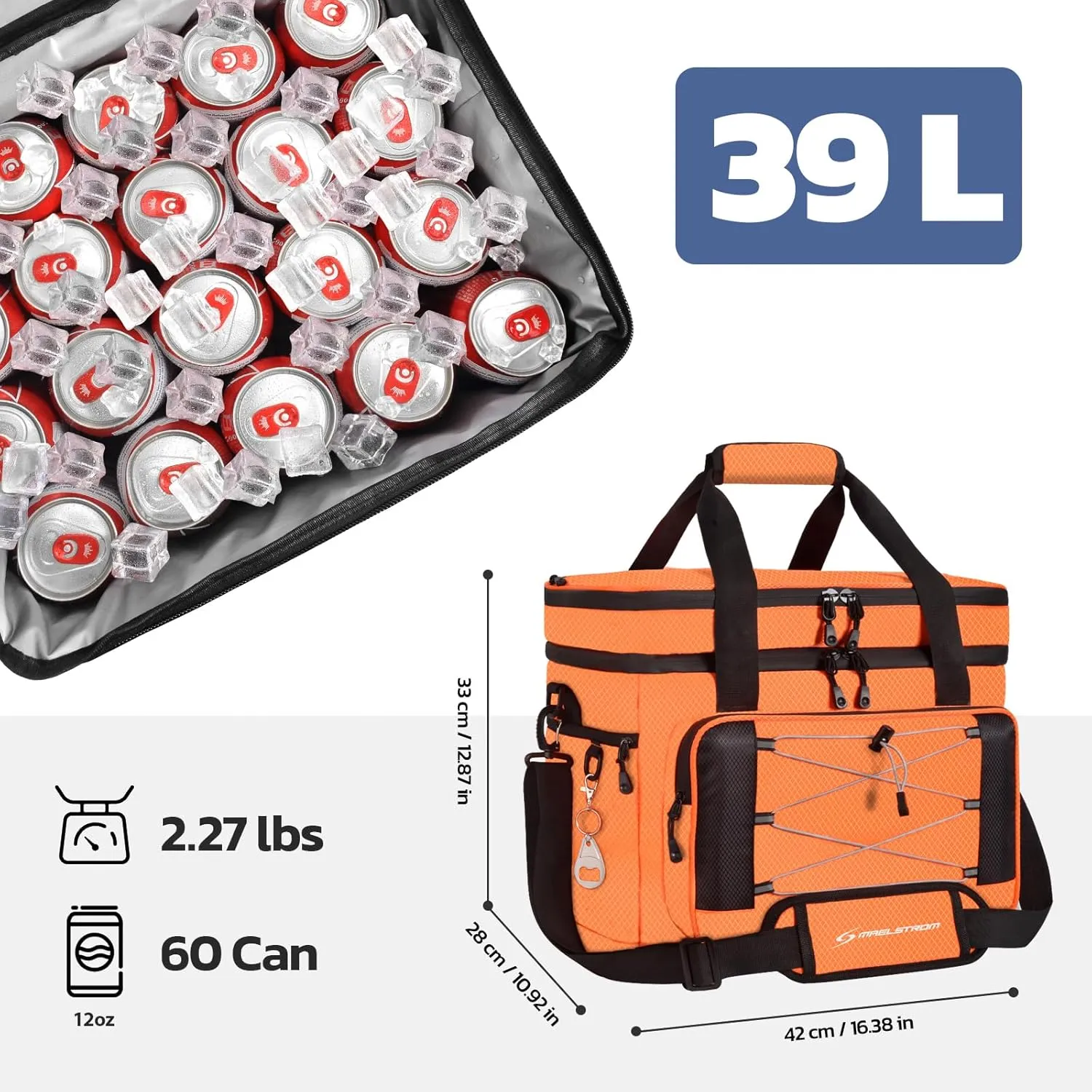 Maelstrom Soft Cooler Bag,Collapsible Soft Sided Cooler,24/30/60/75 Cans Beach Cooler,Ice Chest,Large Leakproof Camping Cooler,Portable Travel Cooler for Grocery Shopping,Camping,Road Trips