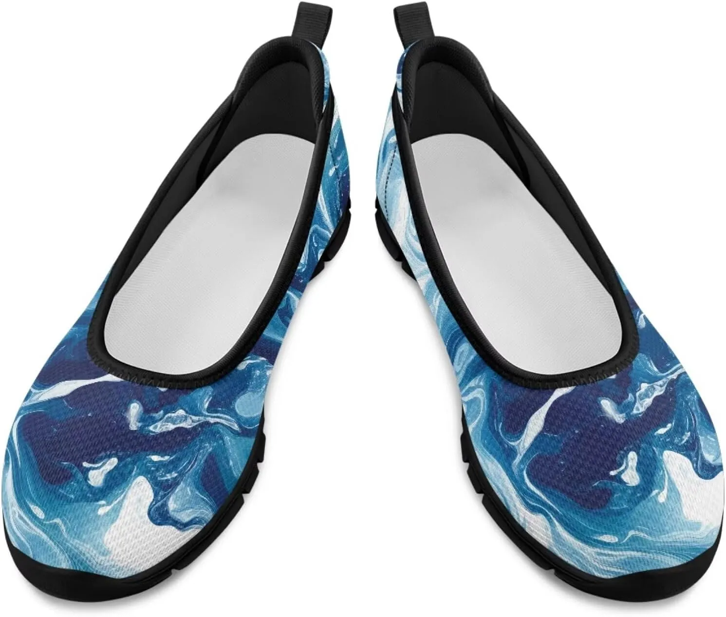 Marble Pattern Shoes for Women Slip On Loafer Flats Mesh Walking Shoes for Nurse Work Ballet Comfortable Lightweight Casual Shoes