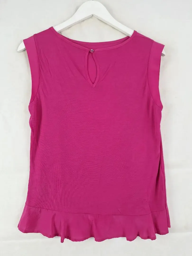 Marcs Hot Pink Soft Ruffle Top Size S