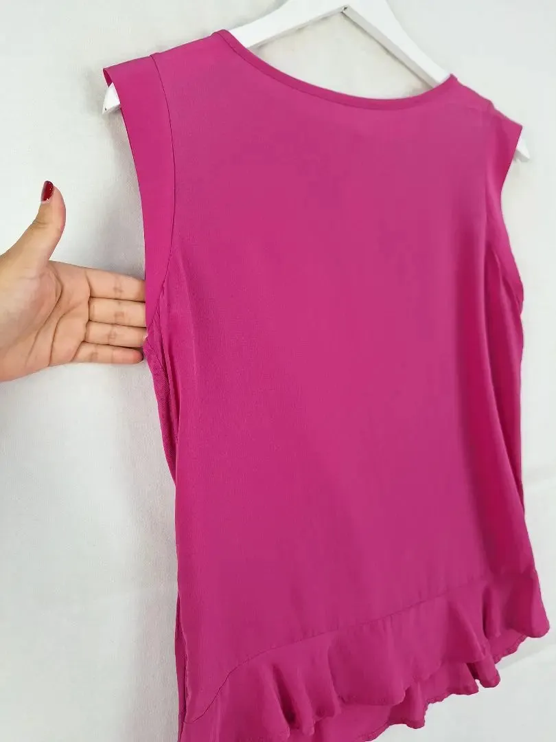 Marcs Hot Pink Soft Ruffle Top Size S