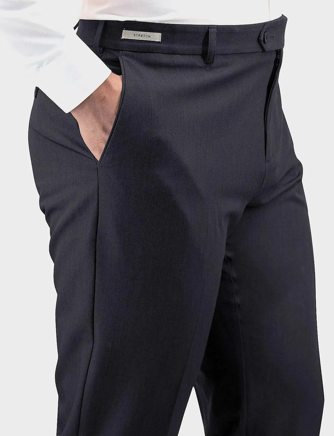 Men's 4 Way Stretch Trousers Classic Flat Front, Moisture Wicking & Soft Touch