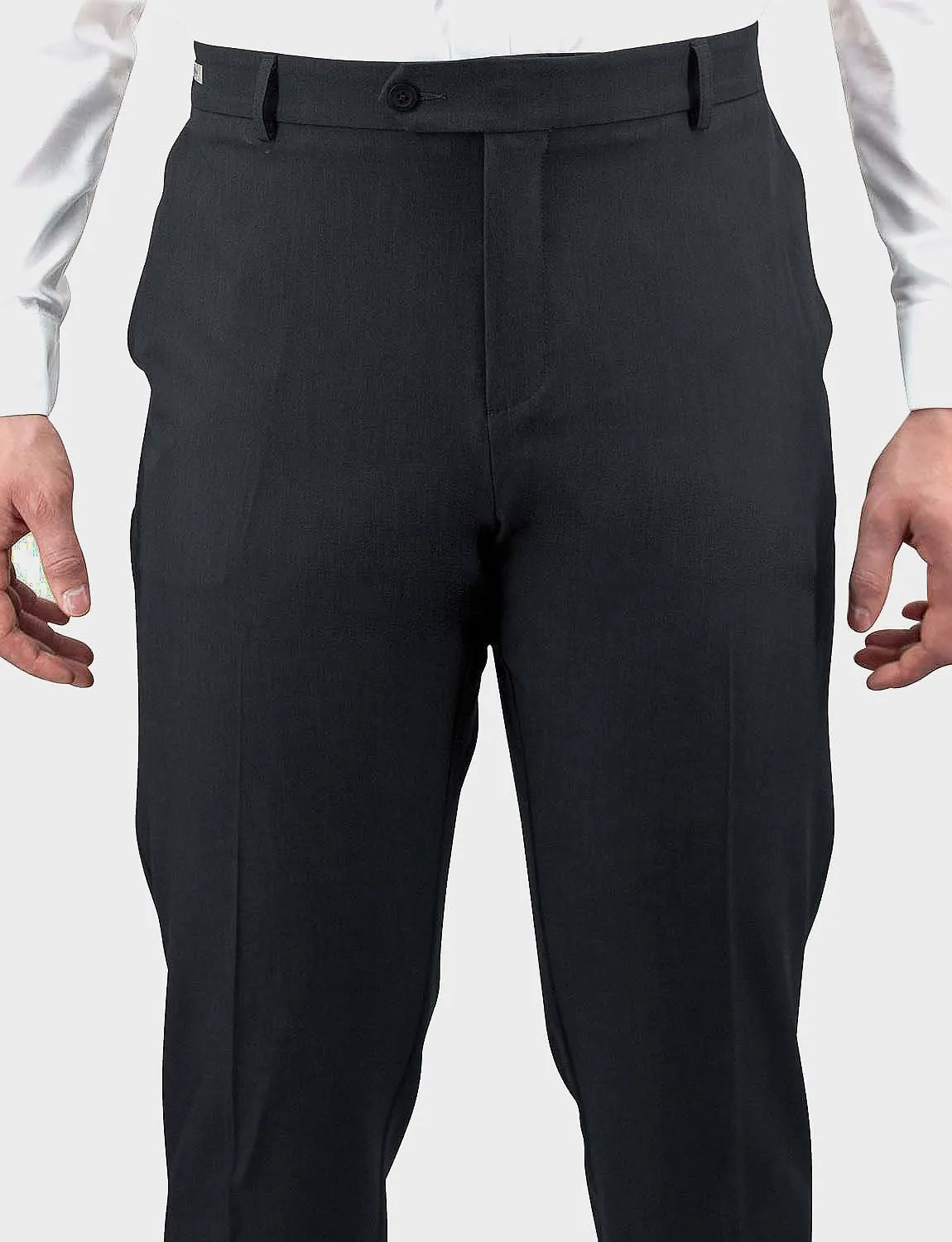 Men's 4 Way Stretch Trousers Classic Flat Front, Moisture Wicking & Soft Touch