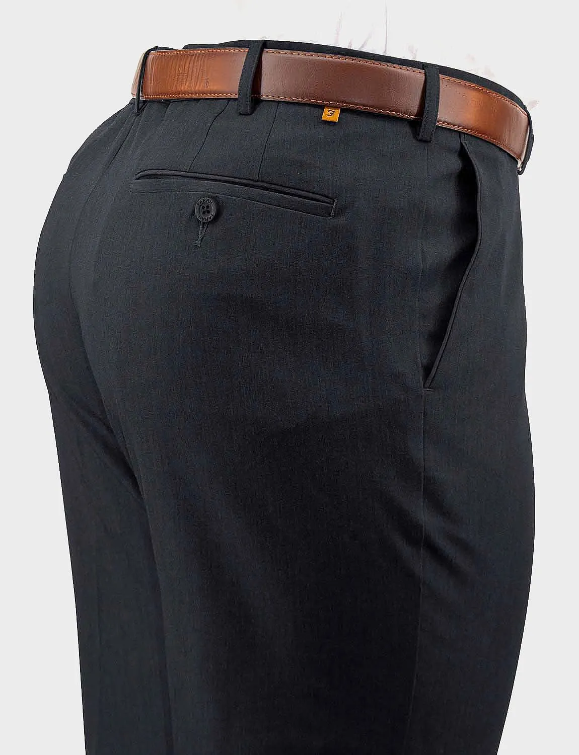 Men's 4 Way Stretch Trousers Classic Flat Front, Moisture Wicking & Soft Touch