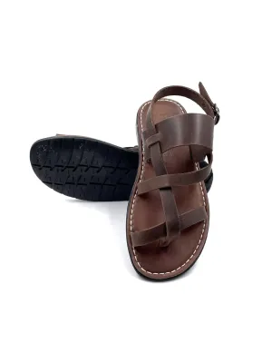 Mens Brown Flat Sandals from Genuine Leather, Handmade Greek Sandals for Men, Mens Brown Round Toe Sandals, Sandalmania Mens Leather Sandals (12)