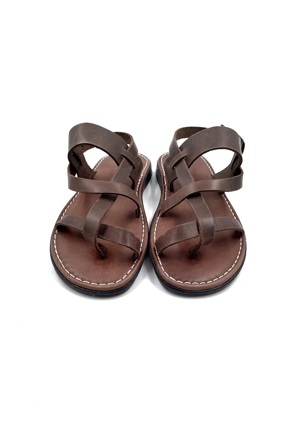 Mens Brown Flat Sandals from Genuine Leather, Handmade Greek Sandals for Men, Mens Brown Round Toe Sandals, Sandalmania Mens Leather Sandals (12)