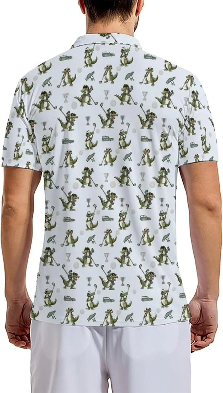 Mens Funny Polo Shirts, Short Sleeve Golf Shirts, Moisture Wicking Quick-Dry Business Casual Shirt for Men