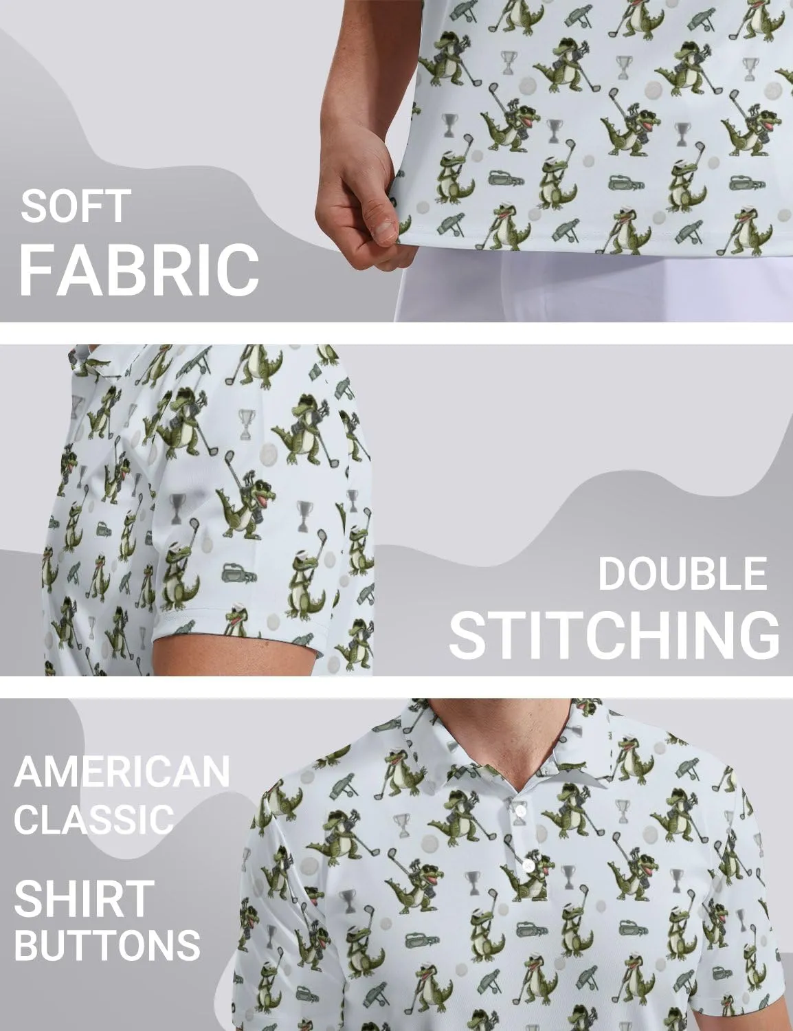Mens Funny Polo Shirts, Short Sleeve Golf Shirts, Moisture Wicking Quick-Dry Business Casual Shirt for Men