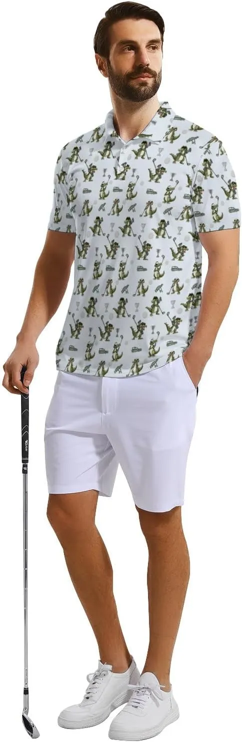 Mens Funny Polo Shirts, Short Sleeve Golf Shirts, Moisture Wicking Quick-Dry Business Casual Shirt for Men