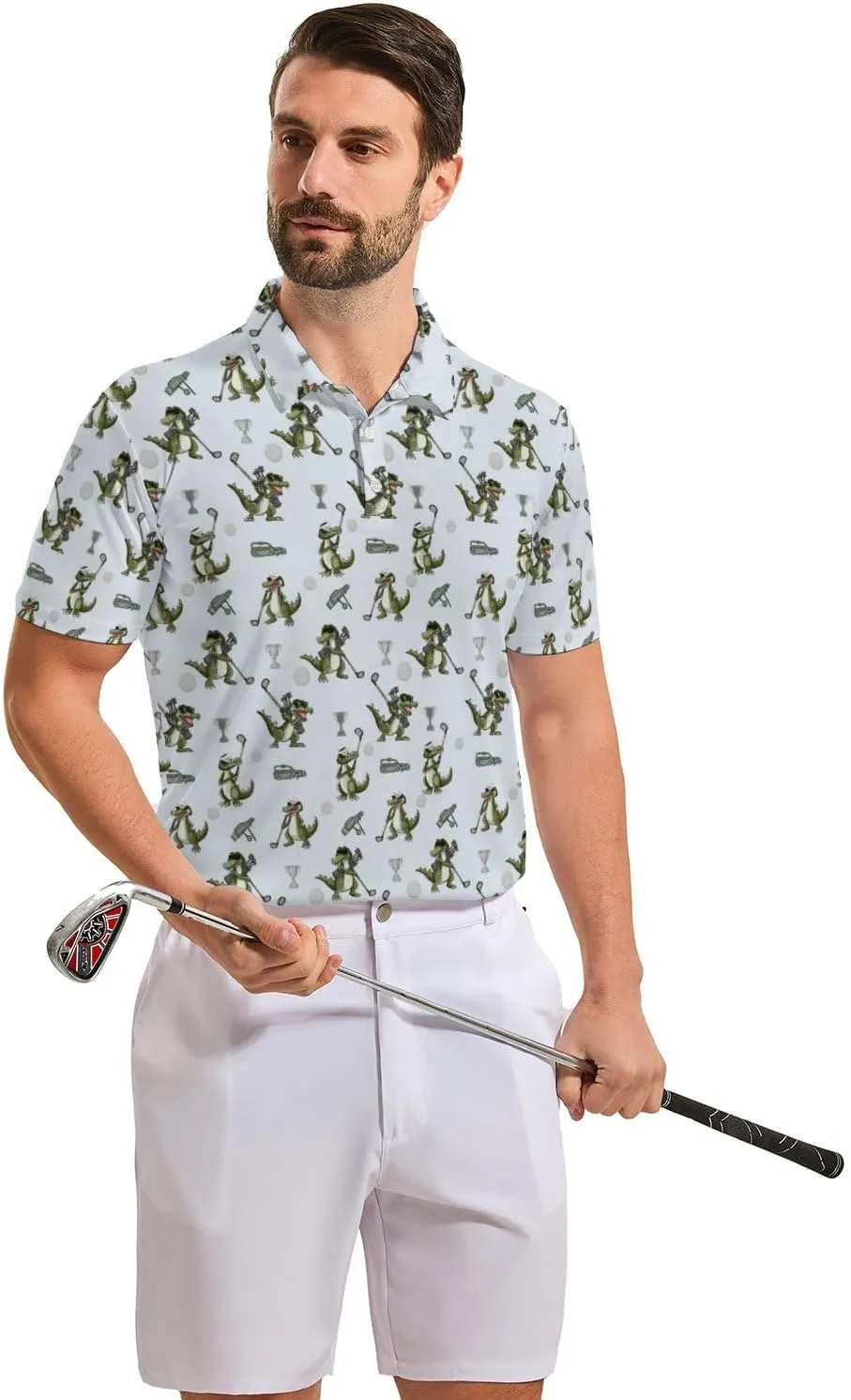Mens Funny Polo Shirts, Short Sleeve Golf Shirts, Moisture Wicking Quick-Dry Business Casual Shirt for Men