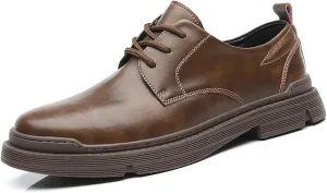 Men's Leather Handmade Flat Casual Oxford Shoes,Lace-Up Comfortable Non-Slip Dress Sneakers,Business Meeting Office Work Shoes