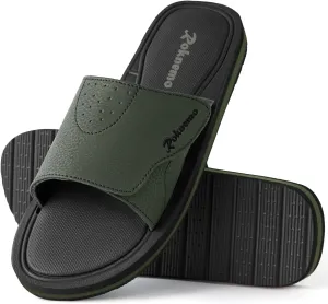 Mens Slide Sandals Adjustable Athletic Casual Comfort Lightweight Open Toe Slides Sport Sandals with Memory Foam Soft Cushion Footbed