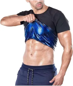 Men's Slimming Compression Thermal Storage T-Shirt, Men's Short-Sleeved T-Shirt, Sauna Body Shaped Slimming T-Shirt Sauna Suits (Color : Men, Size : 3X-Large)