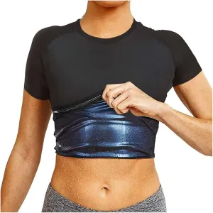 Men's Slimming Compression Thermal Storage T-Shirt, Men's Short-Sleeved T-Shirt, Sauna Body Shaped Slimming T-Shirt Sauna Suits (Color : Women, Size : X-Large)