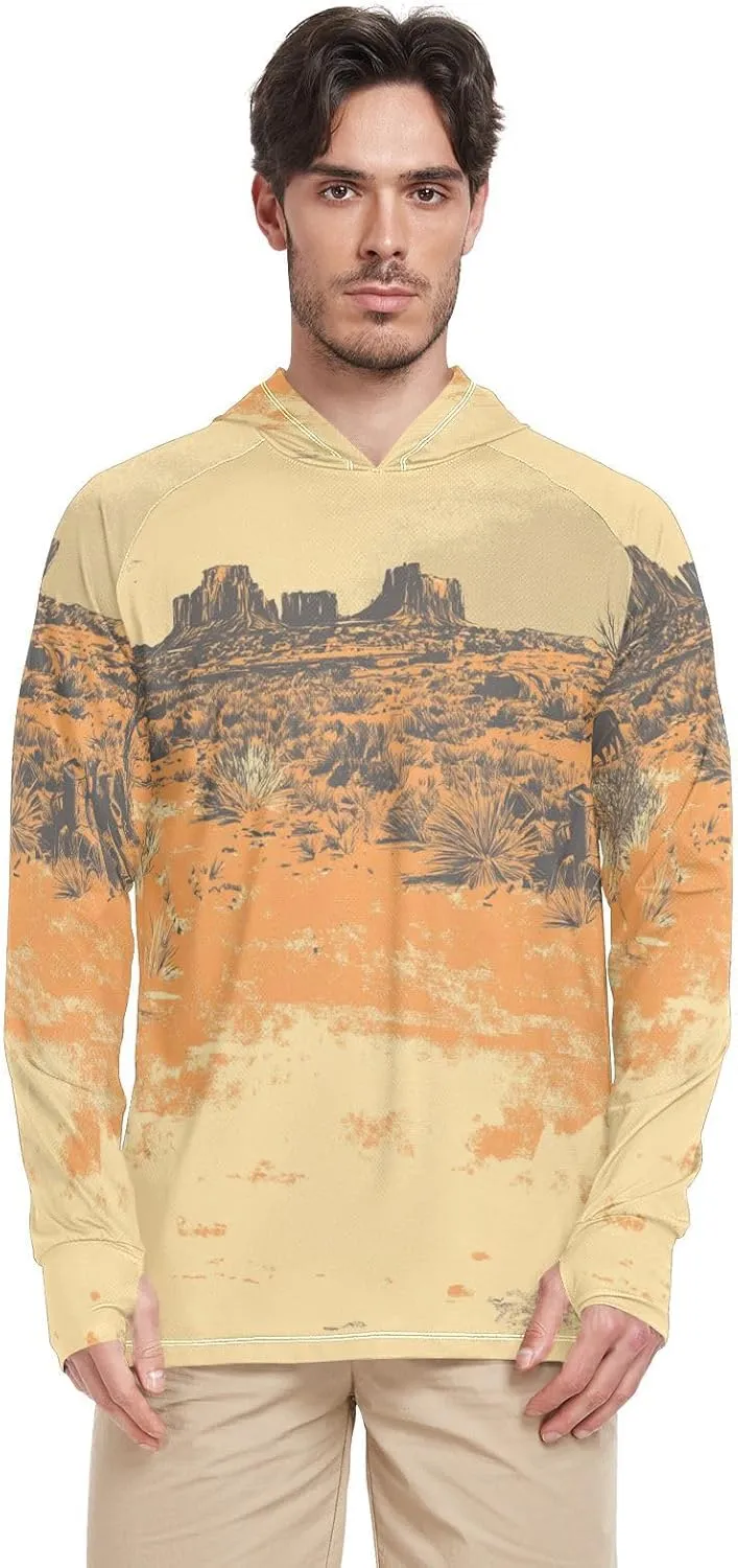 Mens Sun Hoodie Shirts UV Protection Long Sleeve Lightweight UPF 50  Rash Guard UV Shirts