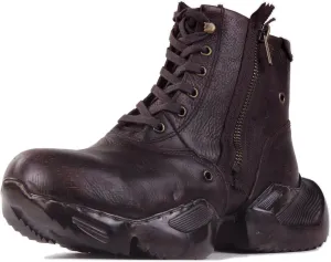 Mens Vintage Moto Boots Combat Hiking Retro Casual Shoes Cowhide Leather Ankle Chukka Boots CD-5008-S-8-Retro-Brown