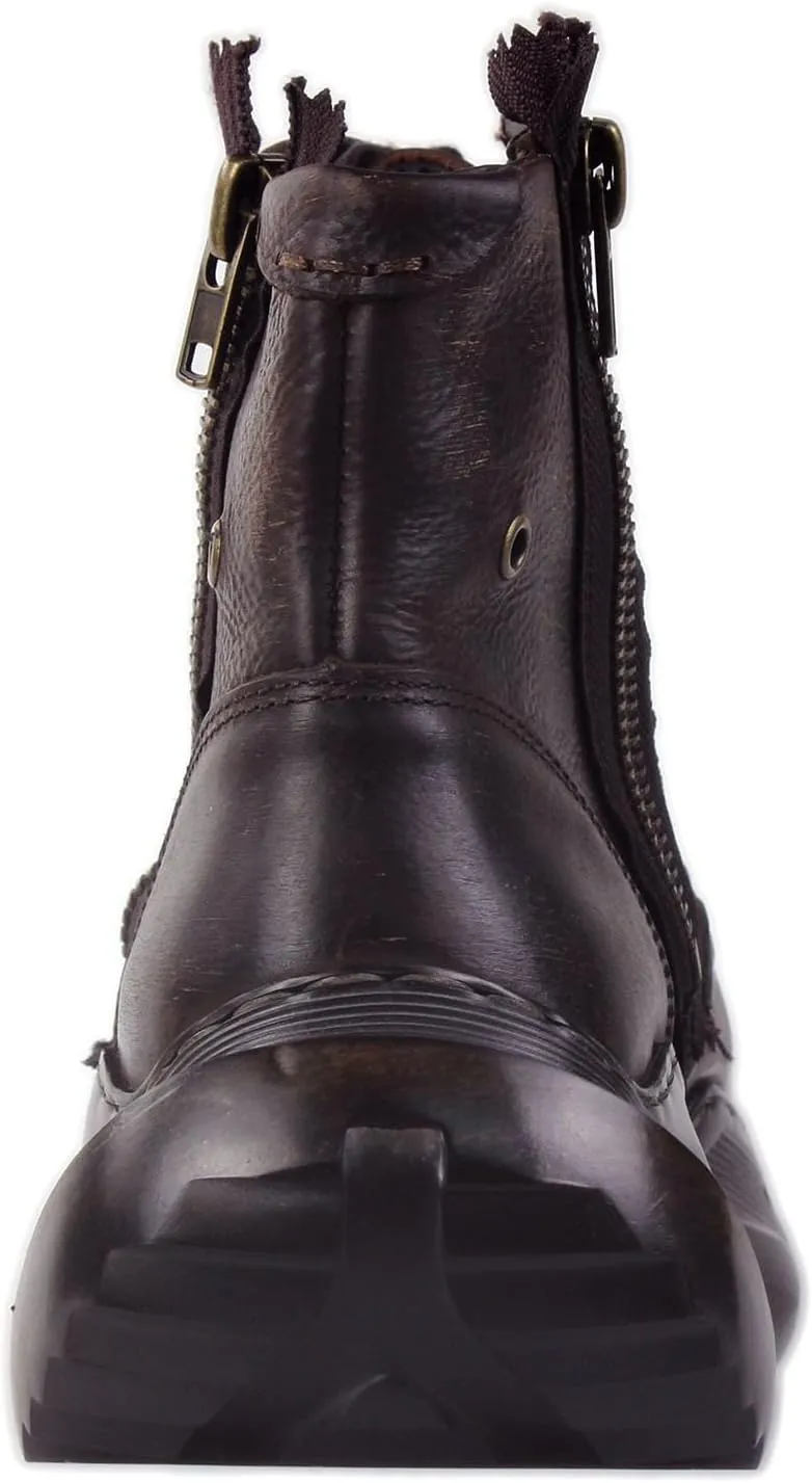 Mens Vintage Moto Boots Combat Hiking Retro Casual Shoes Cowhide Leather Ankle Chukka Boots CD-5008-S-8-Retro-Brown