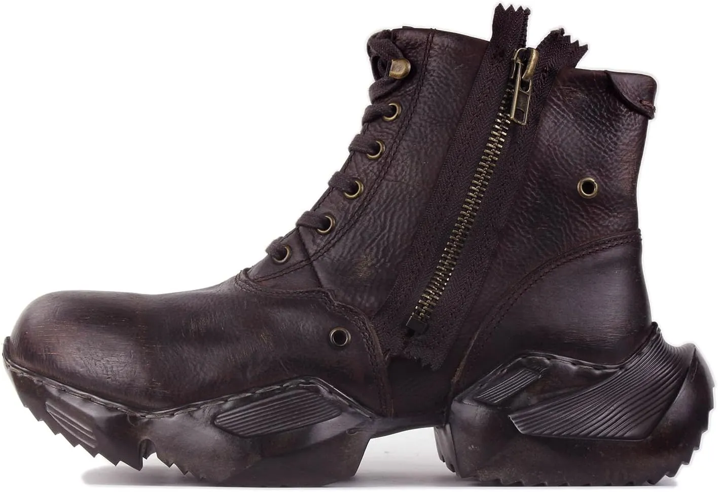 Mens Vintage Moto Boots Combat Hiking Retro Casual Shoes Cowhide Leather Ankle Chukka Boots CD-5008-S-8-Retro-Brown