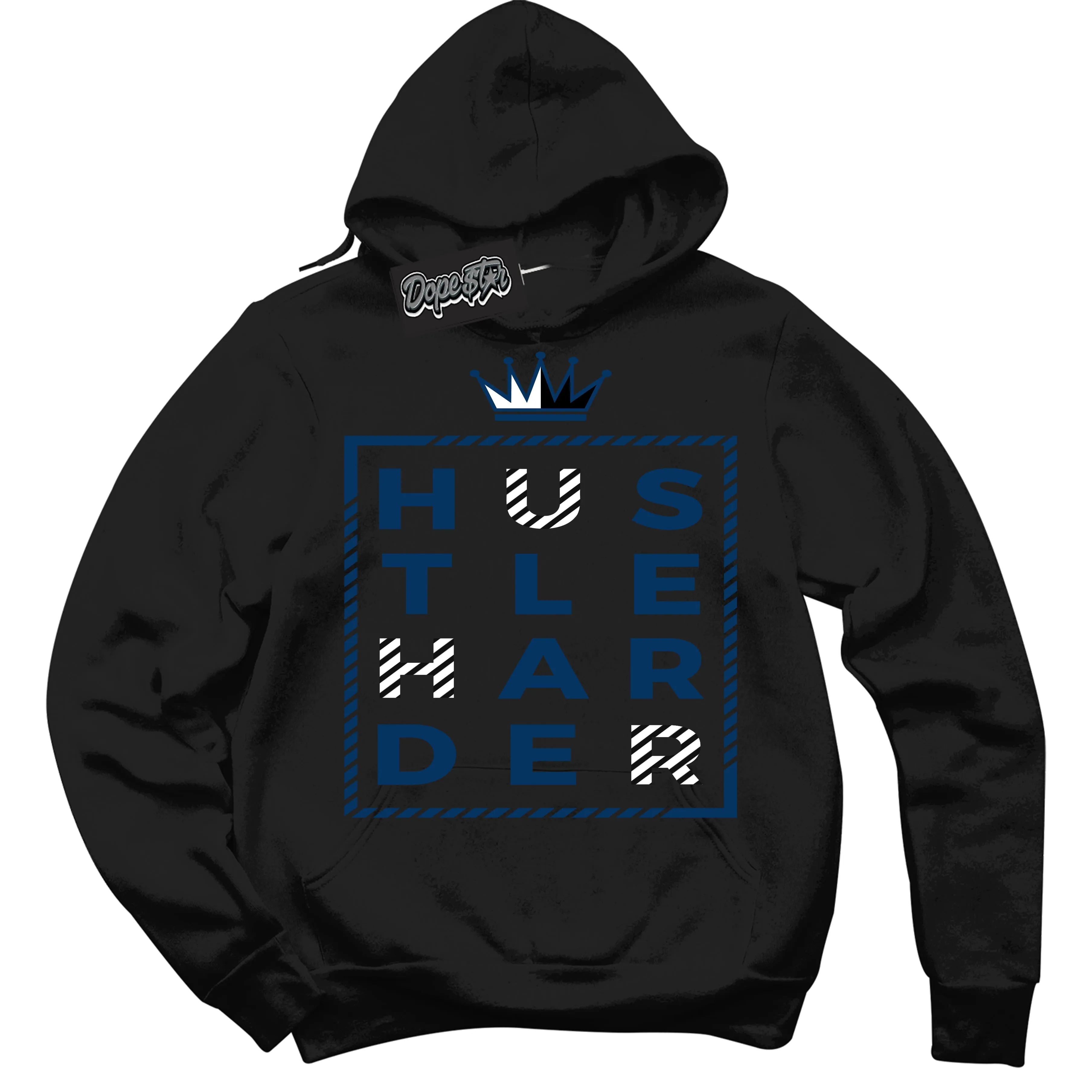 Midnight Navy 1s Sneaker Hoodie Hustle Harder Graphic