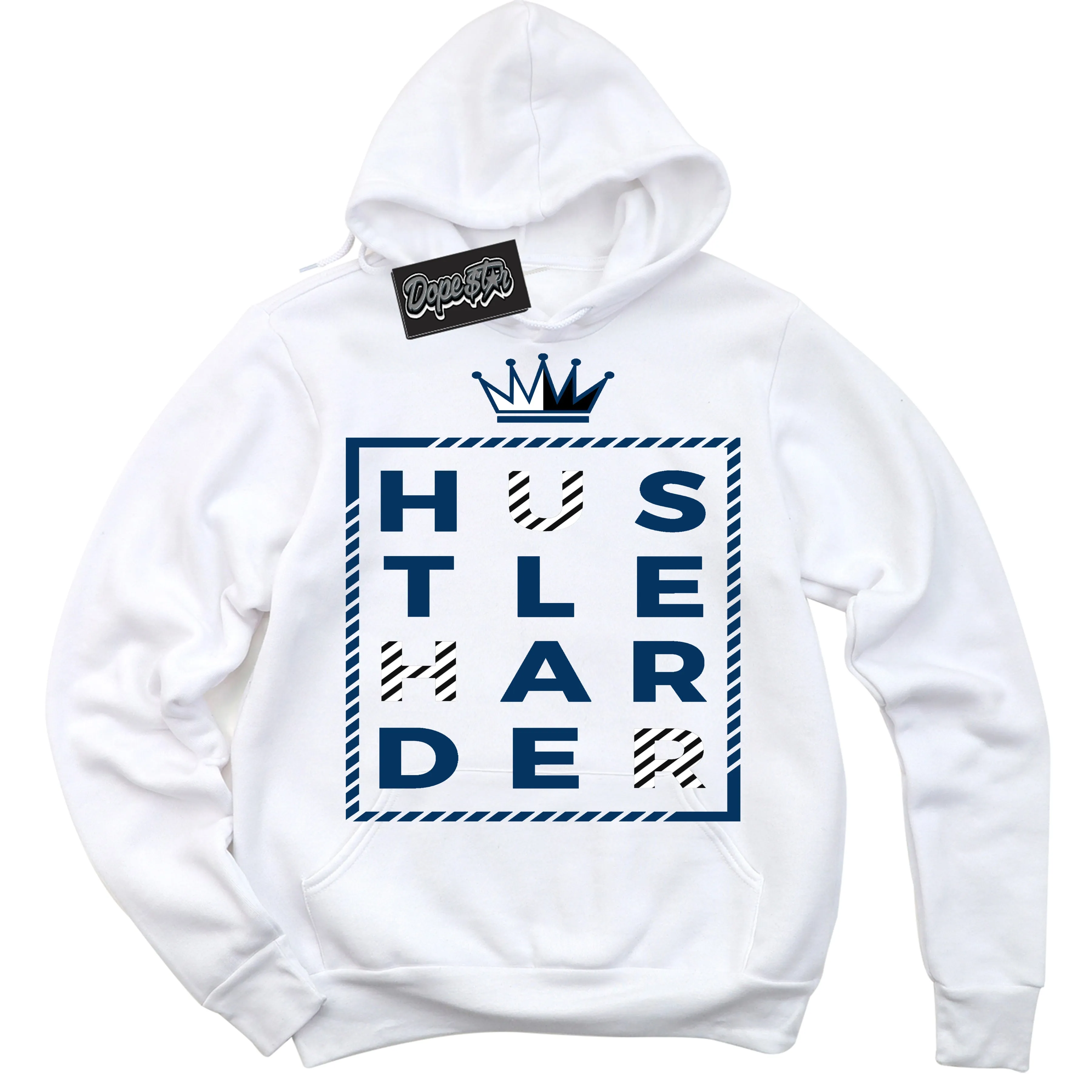 Midnight Navy 1s Sneaker Hoodie Hustle Harder Graphic