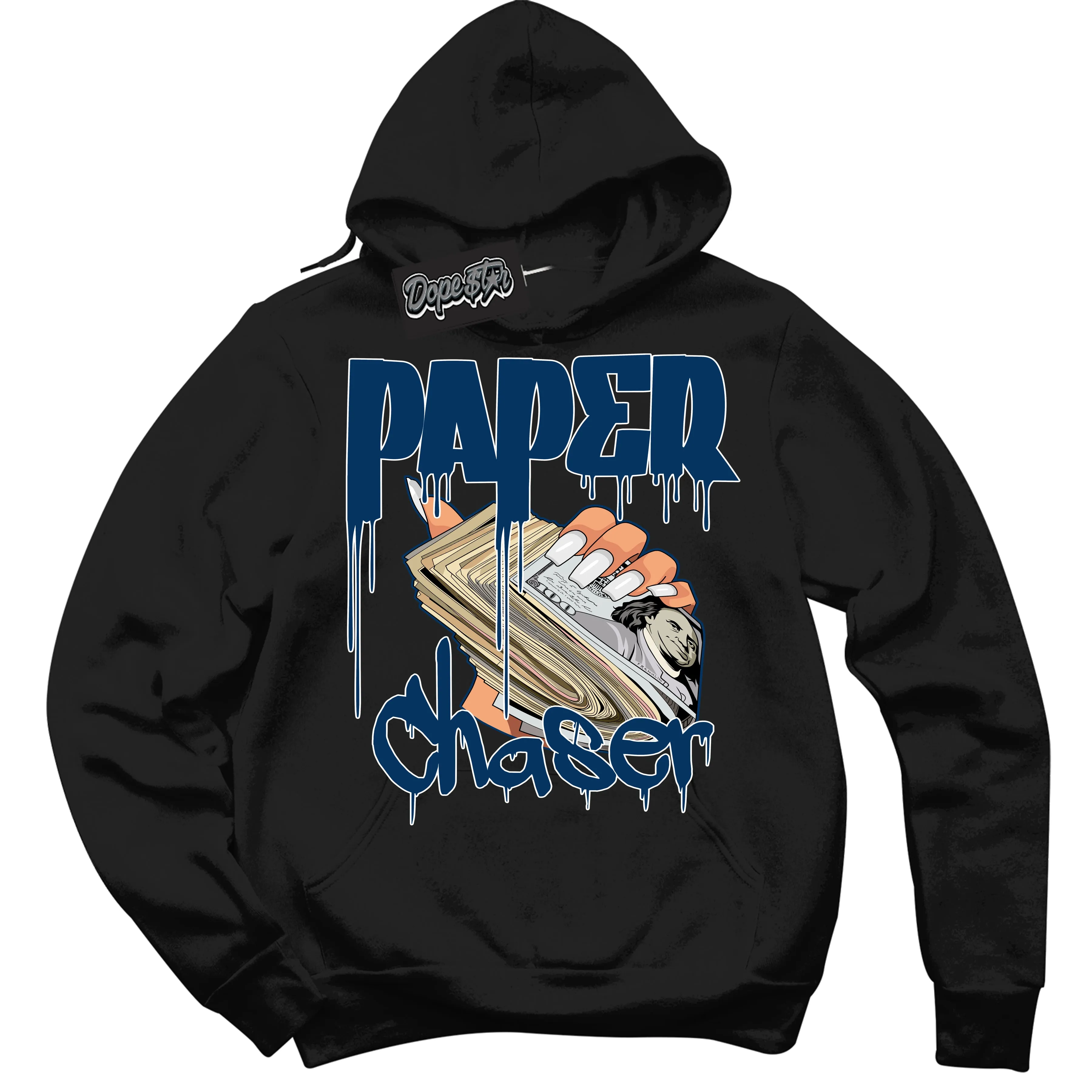 Midnight Navy 1s Sneaker Hoodie Paper Chaser Graphic