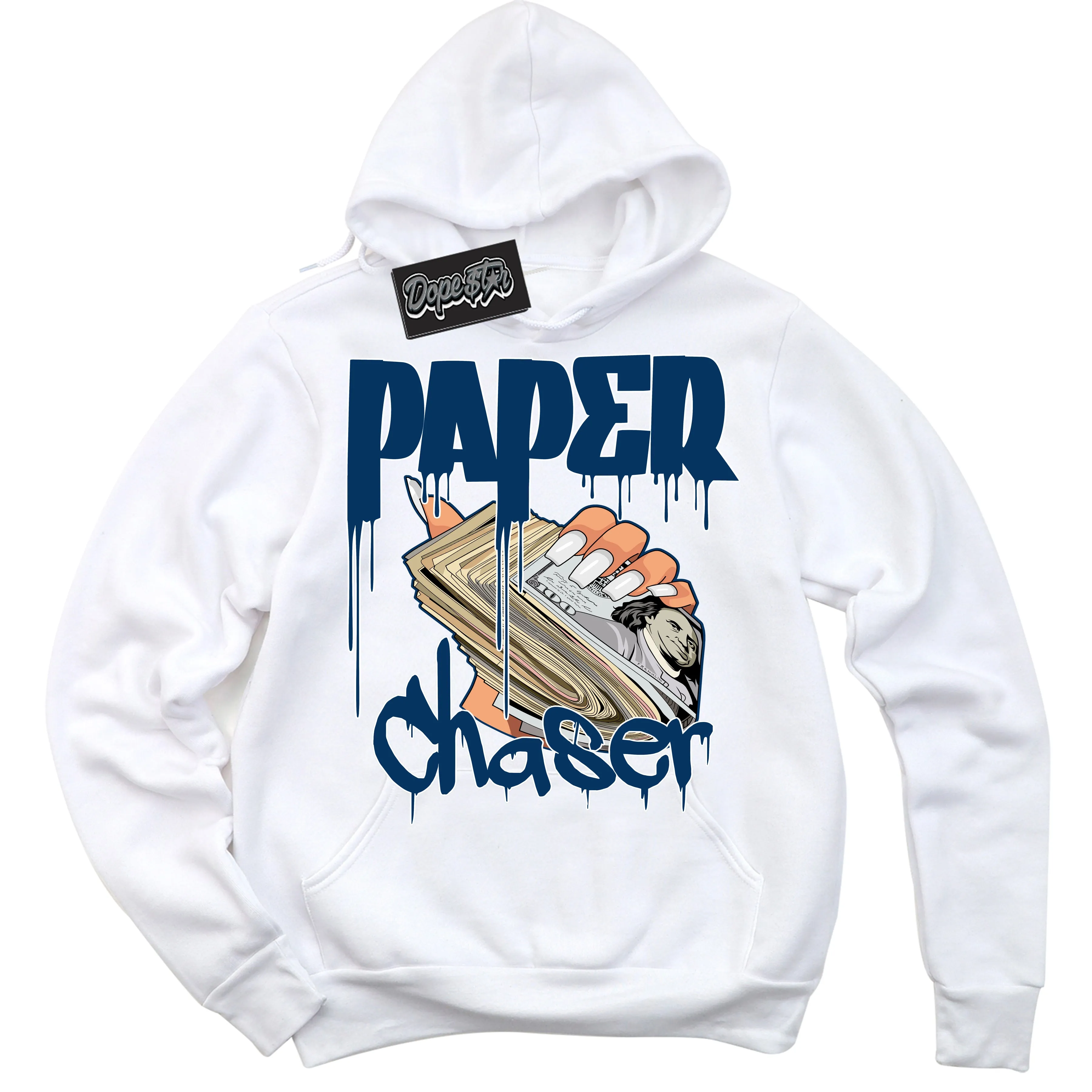 Midnight Navy 1s Sneaker Hoodie Paper Chaser Graphic