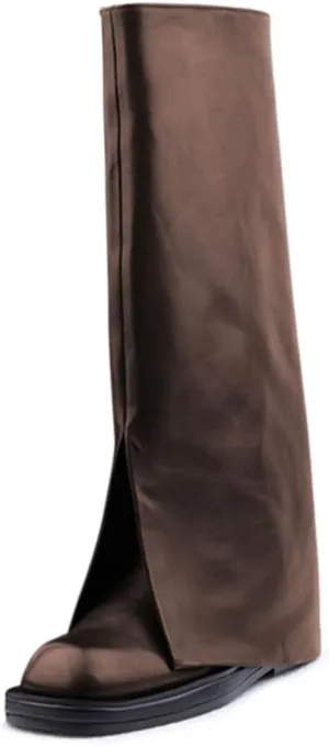 Milooey shoes Women Round Toe Knee High Boots Platform Comfortable Flat Riding Boots V Cut Fahion Party Shoes Size 4-16 Us