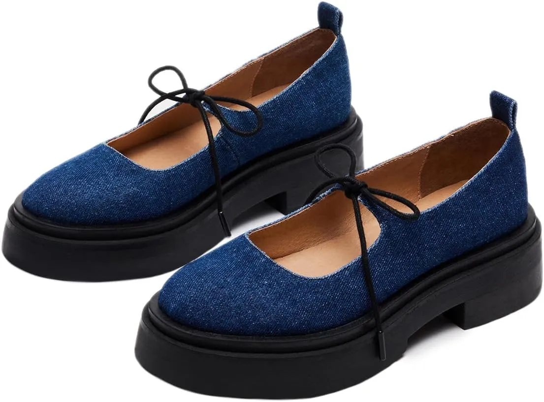 Milooey shoes Women's Fashion Round Toe Platform Mary Janes Cute Lace Up Chunky Heel Pumps Uniform Dress Party School Daily Shoes Size 4-16 Us
