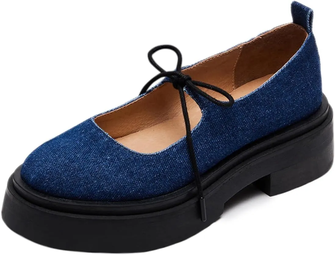 Milooey shoes Women's Fashion Round Toe Platform Mary Janes Cute Lace Up Chunky Heel Pumps Uniform Dress Party School Daily Shoes Size 4-16 Us