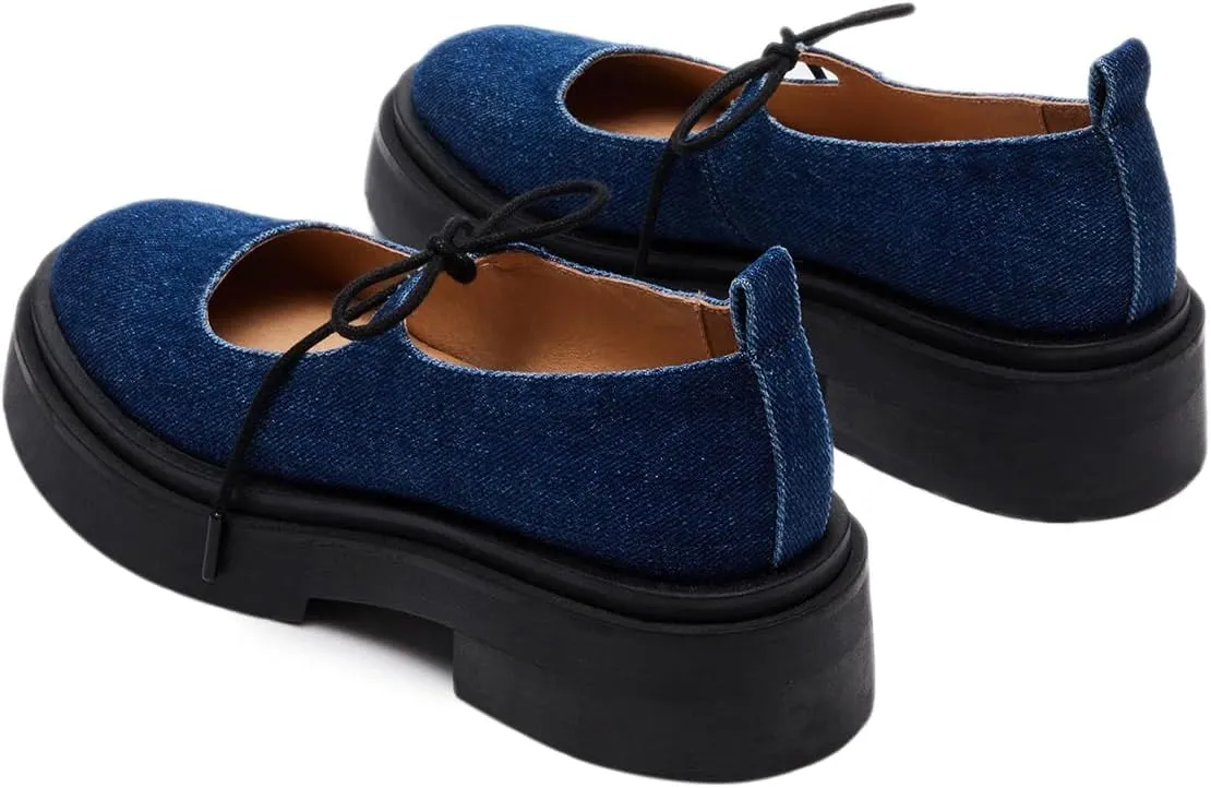 Milooey shoes Women's Fashion Round Toe Platform Mary Janes Cute Lace Up Chunky Heel Pumps Uniform Dress Party School Daily Shoes Size 4-16 Us