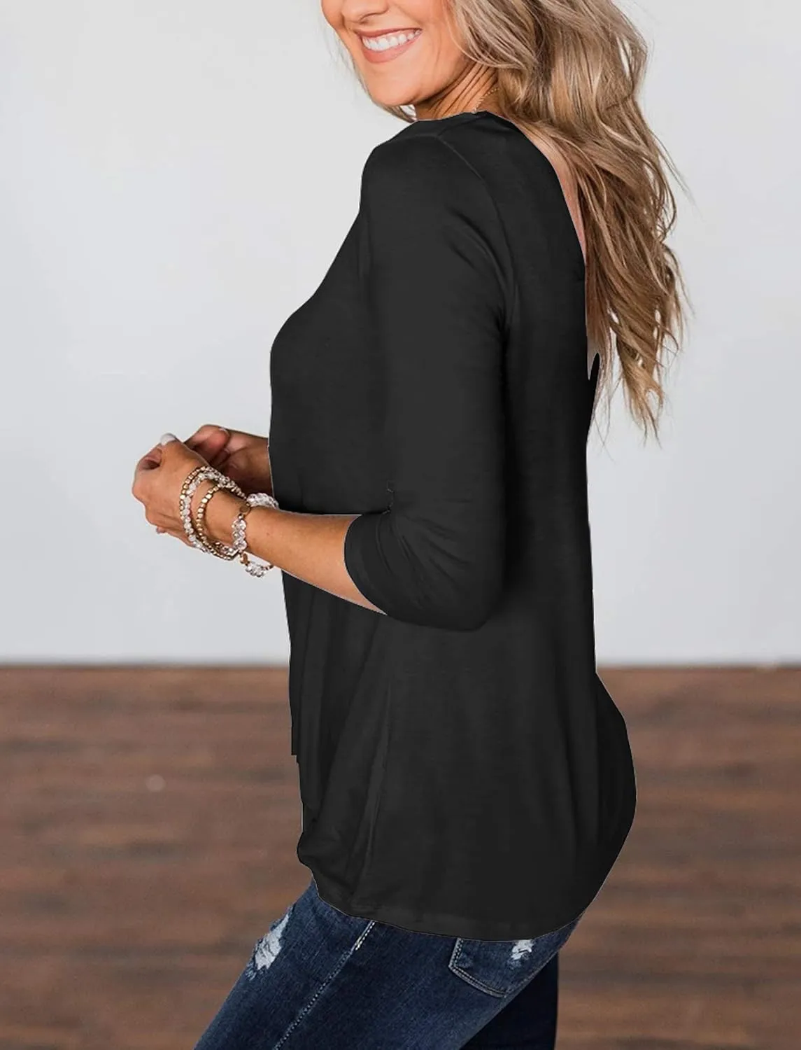 Minthunter Women's Half Sleeve T Shirts Casual Color Block Round Neck Spring Tops